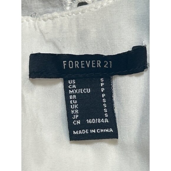 Forever 21 Womens Babydoll Eyelet Mini Dress Small White Milkmaid Fairycore Cott - Picture 8 of 9